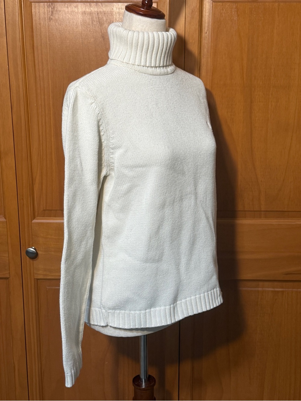 Vintage Lauren Ralph Lauren Cream 100% Cotton Turtleneck Sweater - Picture 5 of 12